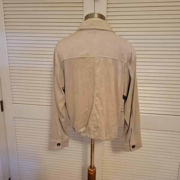 Max Studio London Beige Cropped Button Front Drawstring Sweater Medium - Picture 2 of 8